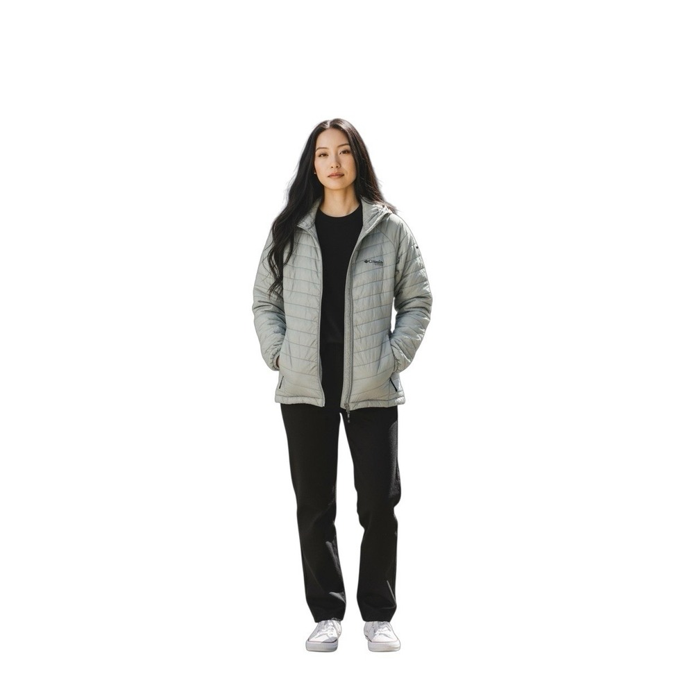 Columbia Titanium Omni-Heat 3D Jacket Women's Small Hooded Insulated Light‎ Gray